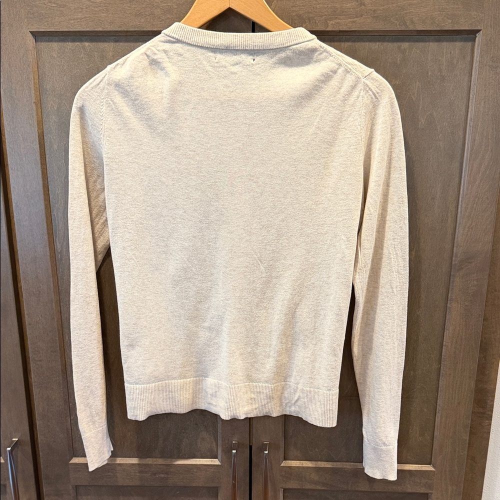 Banana Republic Women's Light Cream Crewneck Pointelle Cardigan - Picture 5 of 5